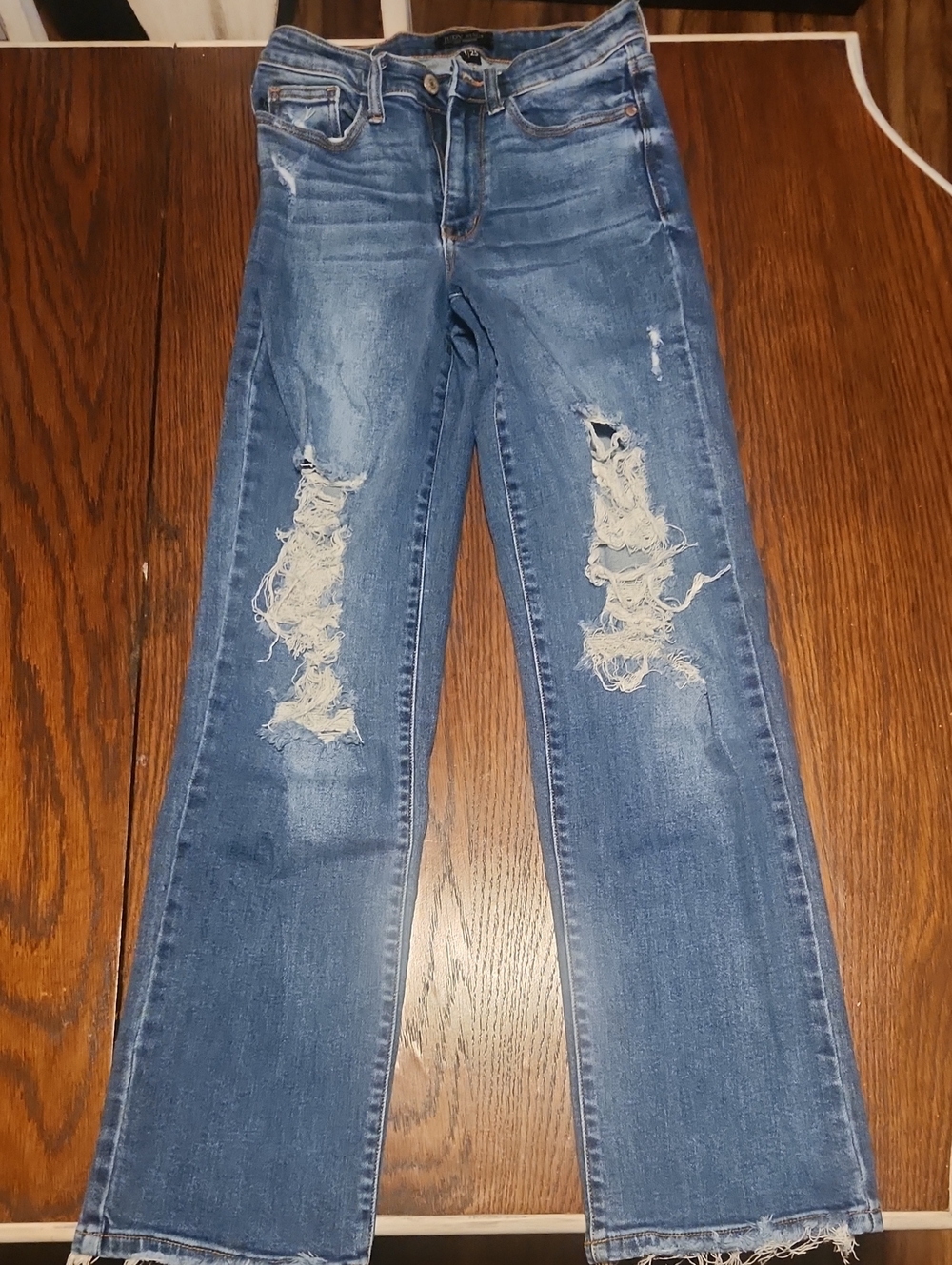Judy Blue Distressed Medium Blue Dad Jeans